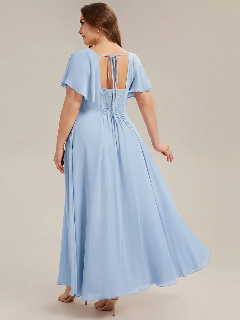 ever AVIEL|Robe Demoiselle d'Honneur Longue Chic en Mousseline Coupe A-Ligne
