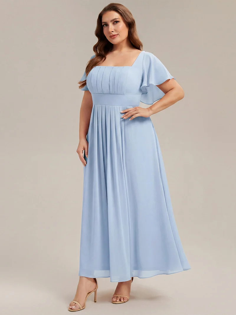ever AVIEL|Robe Demoiselle d'Honneur Longue Chic en Mousseline Coupe A-Ligne