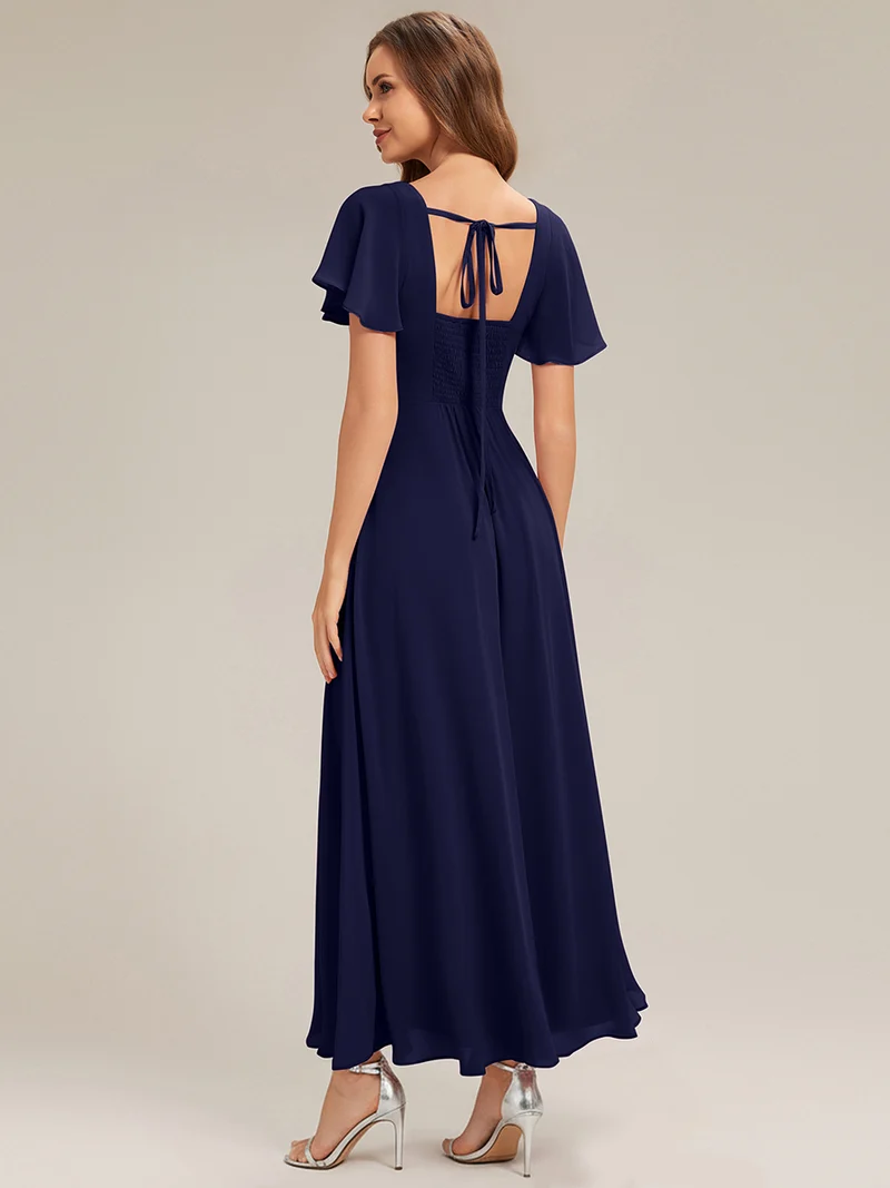 ever AVIEL|Robe Demoiselle d'Honneur Longue Chic en Mousseline Coupe A-Ligne