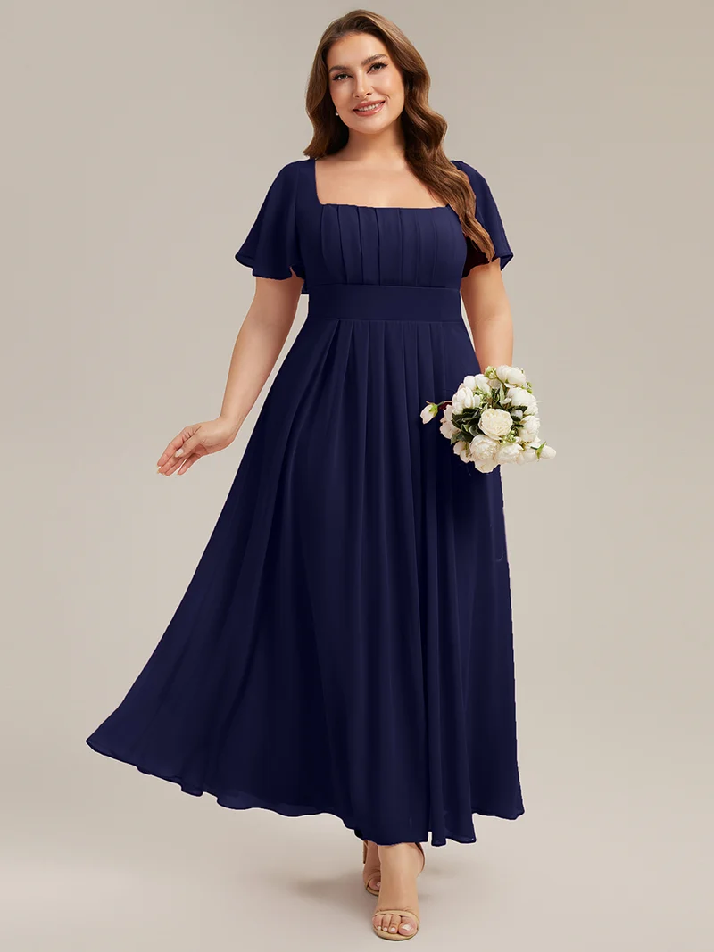 ever AVIEL|Robe Demoiselle d'Honneur Longue Chic en Mousseline Coupe A-Ligne