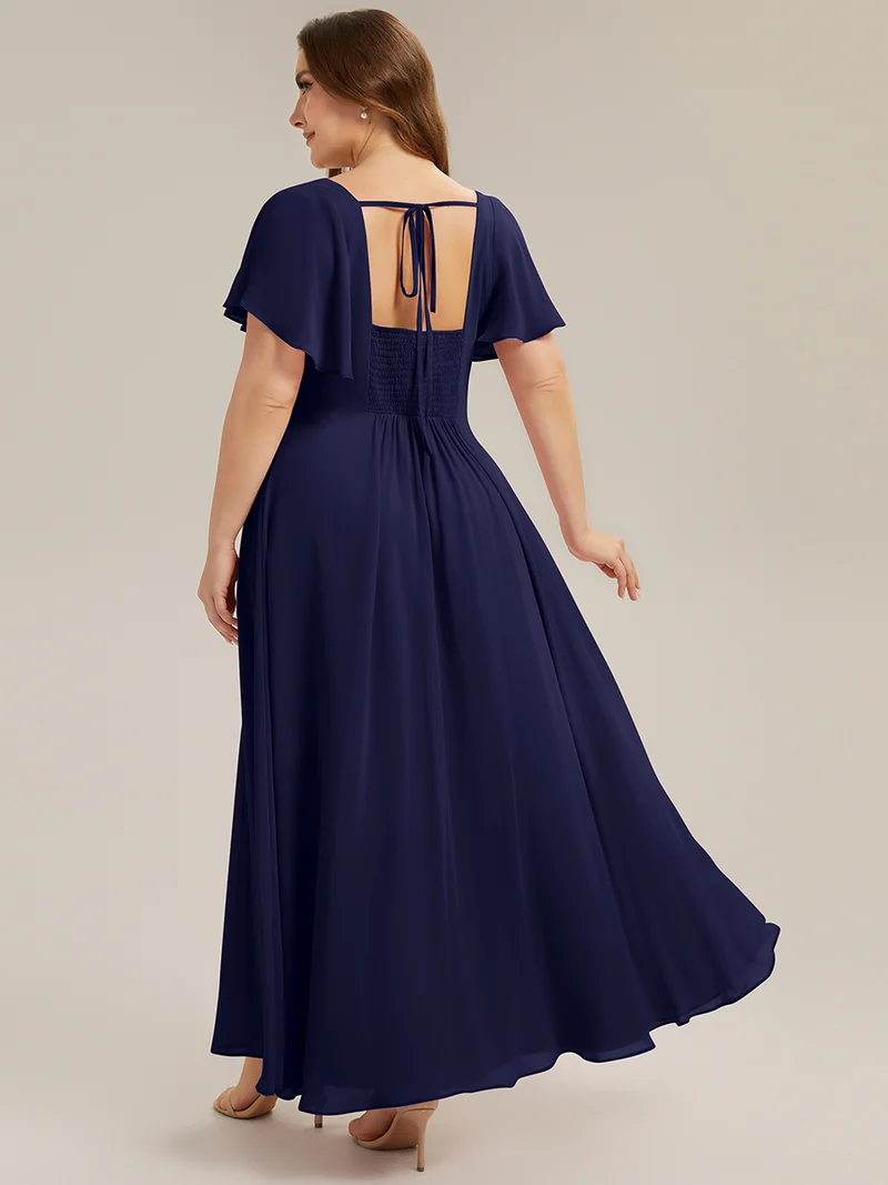 ever AVIEL|Robe Demoiselle d'Honneur Longue Chic en Mousseline Coupe A-Ligne
