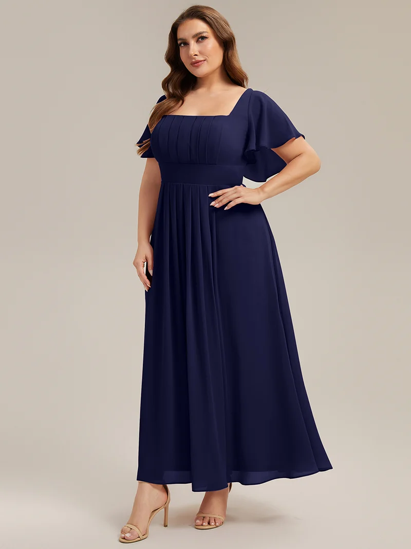 ever AVIEL|Robe Demoiselle d'Honneur Longue Chic en Mousseline Coupe A-Ligne