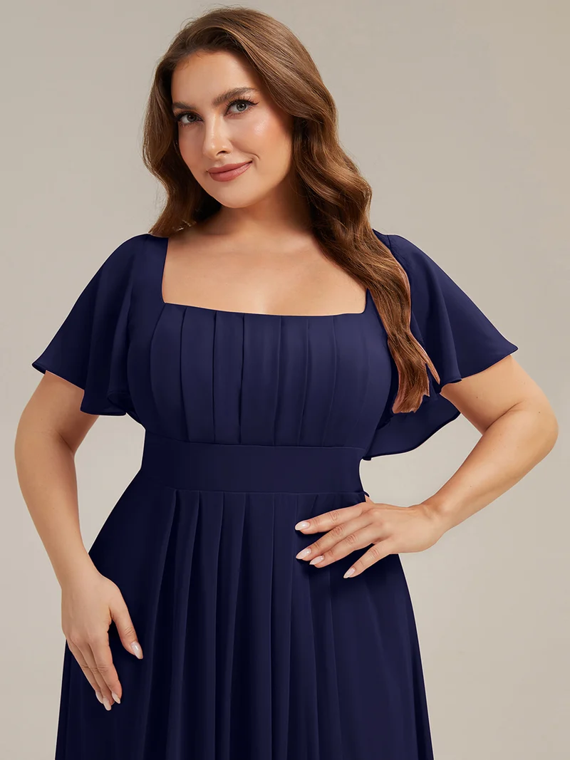 ever AVIEL|Robe Demoiselle d'Honneur Longue Chic en Mousseline Coupe A-Ligne
