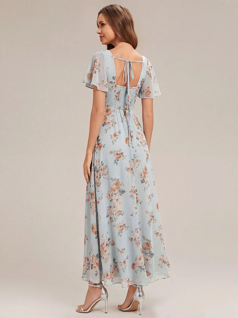 ever AVIEL|Robe Demoiselle d'Honneur Longue Chic en Mousseline Coupe A-Ligne