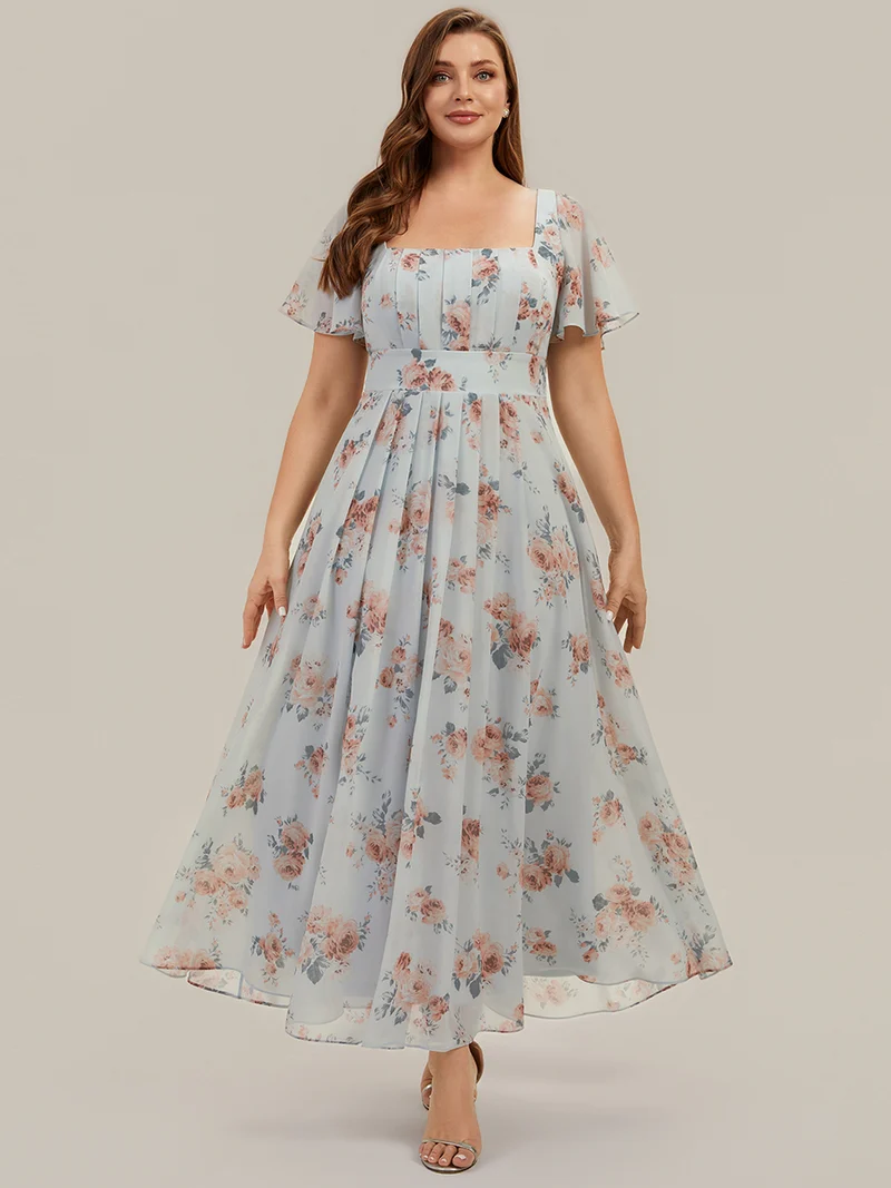 ever AVIEL|Robe Demoiselle d'Honneur Longue Chic en Mousseline Coupe A-Ligne