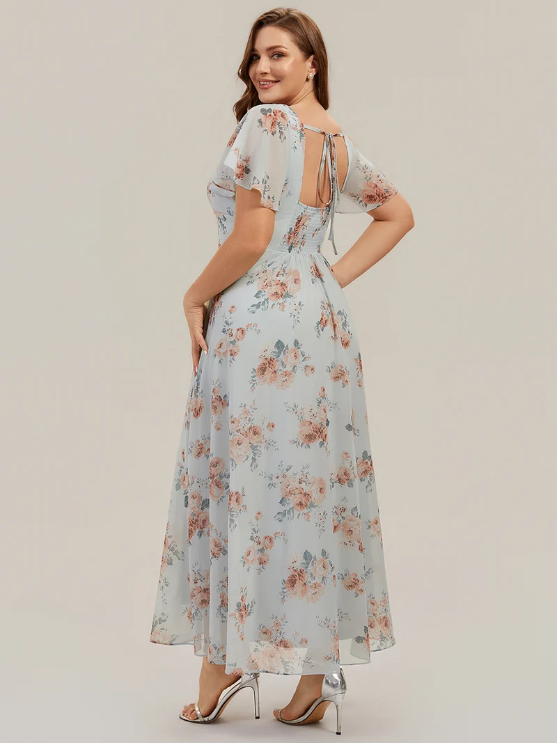 ever AVIEL|Robe Demoiselle d'Honneur Longue Chic en Mousseline Coupe A-Ligne
