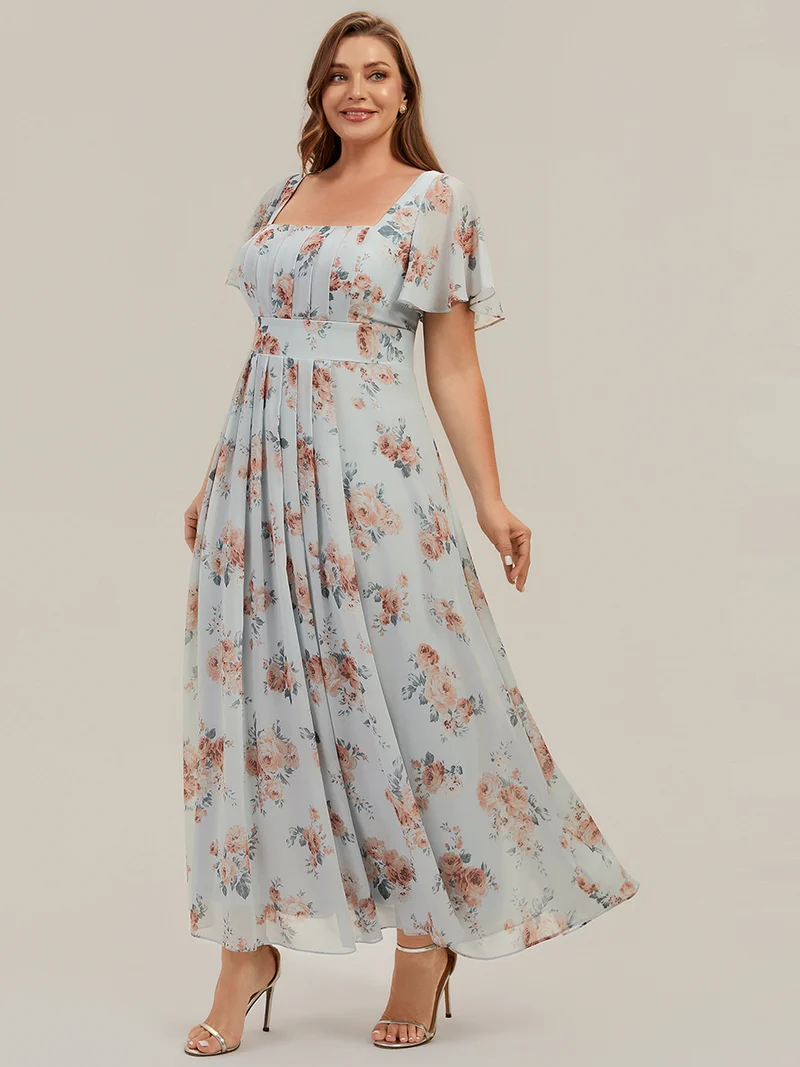 ever AVIEL|Robe Demoiselle d'Honneur Longue Chic en Mousseline Coupe A-Ligne