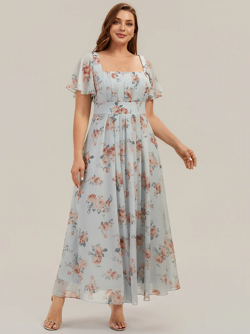 ever AVIEL|Robe Demoiselle d'Honneur Longue Chic en Mousseline Coupe A-Ligne