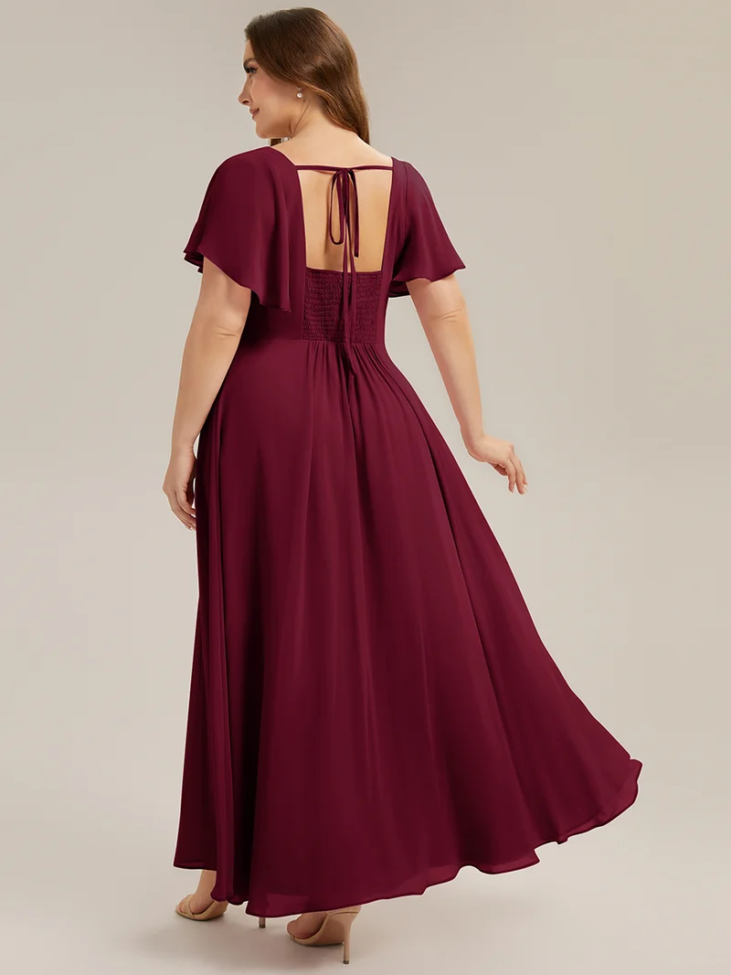 ever AVIEL|Robe Demoiselle d'Honneur Longue Chic en Mousseline Coupe A-Ligne
