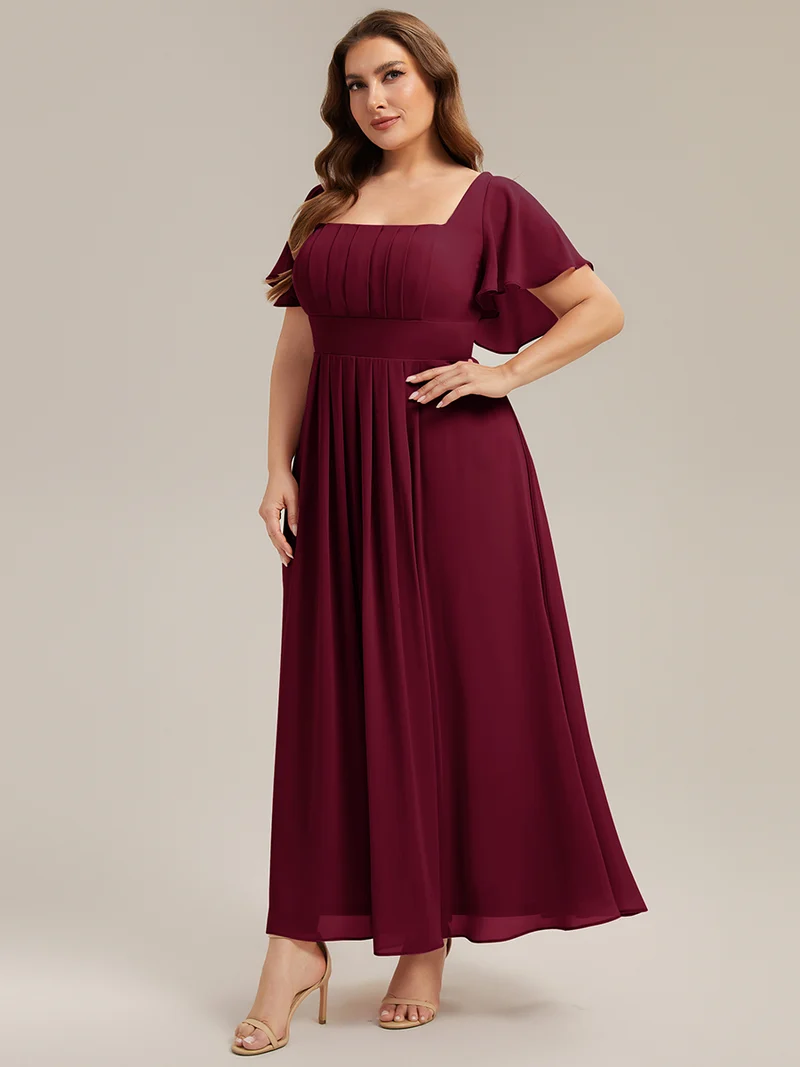 ever AVIEL|Robe Demoiselle d'Honneur Longue Chic en Mousseline Coupe A-Ligne