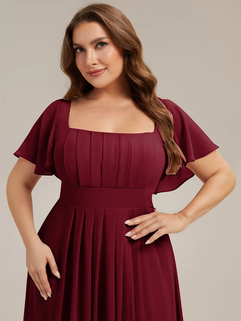 ever AVIEL|Robe Demoiselle d'Honneur Longue Chic en Mousseline Coupe A-Ligne