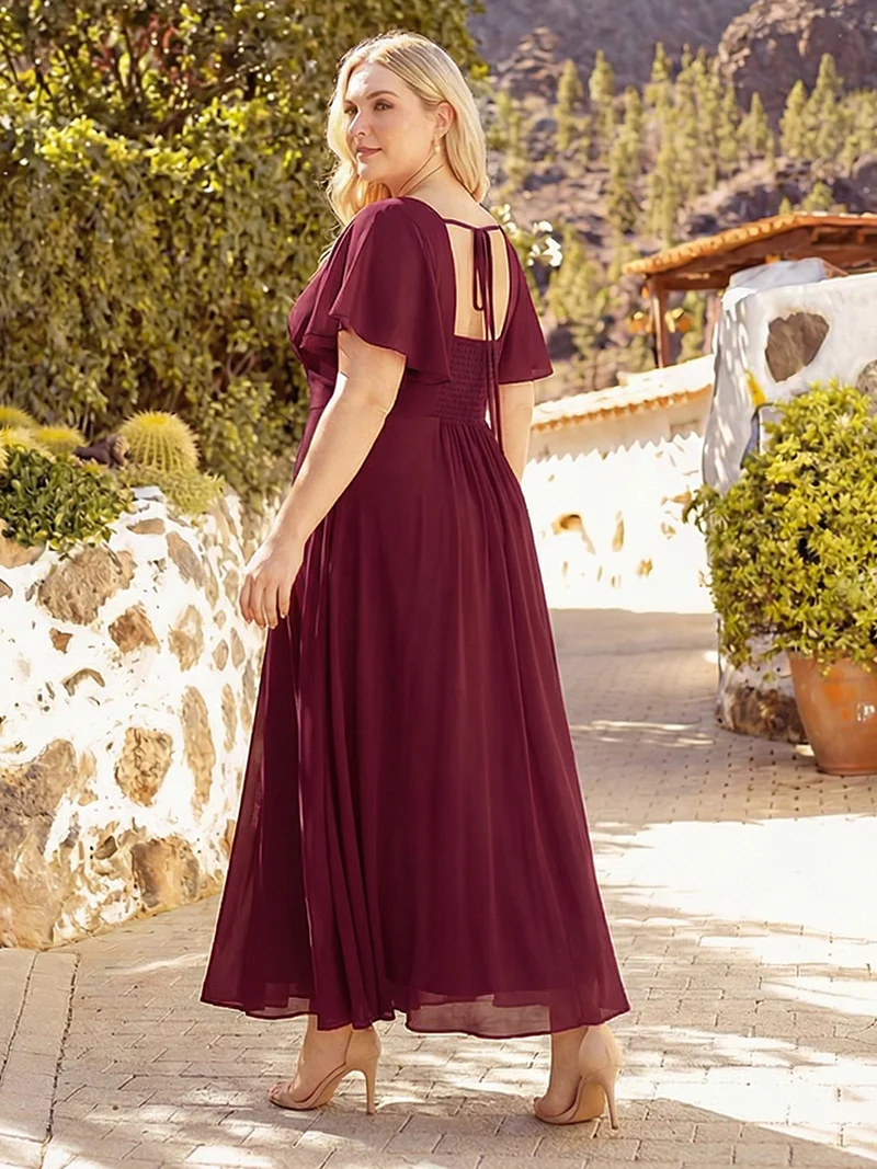ever AVIEL|Robe Demoiselle d'Honneur Longue Chic en Mousseline Coupe A-Ligne