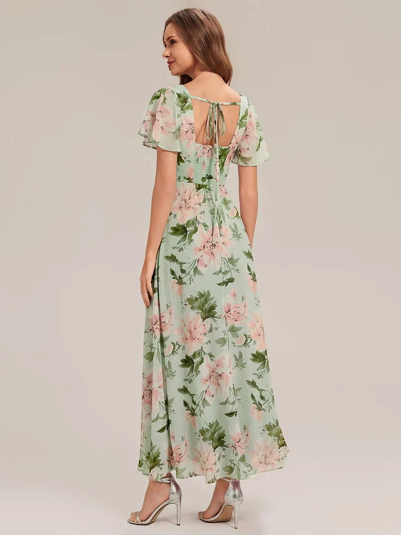 ever AVIEL|Robe Demoiselle d'Honneur Longue Chic en Mousseline Coupe A-Ligne