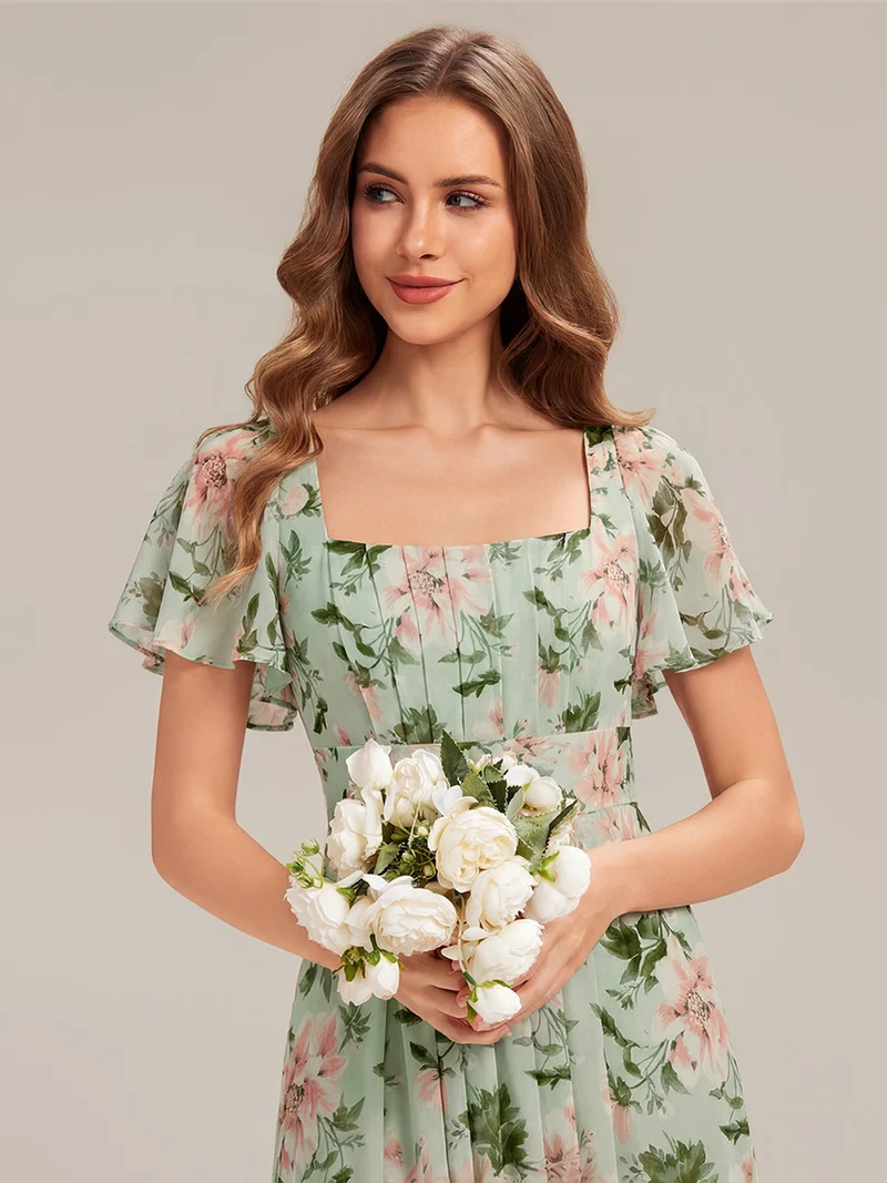 ever AVIEL|Robe Demoiselle d'Honneur Longue Chic en Mousseline Coupe A-Ligne