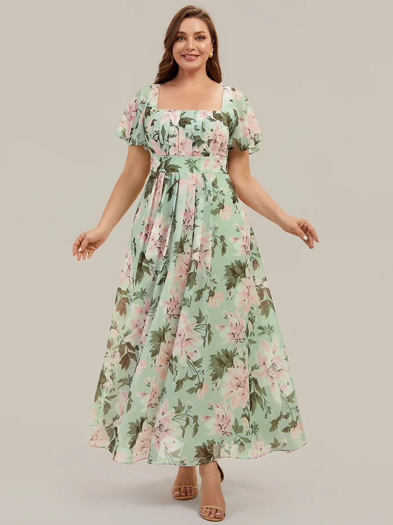 ever AVIEL|Robe Demoiselle d'Honneur Longue Chic en Mousseline Coupe A-Ligne