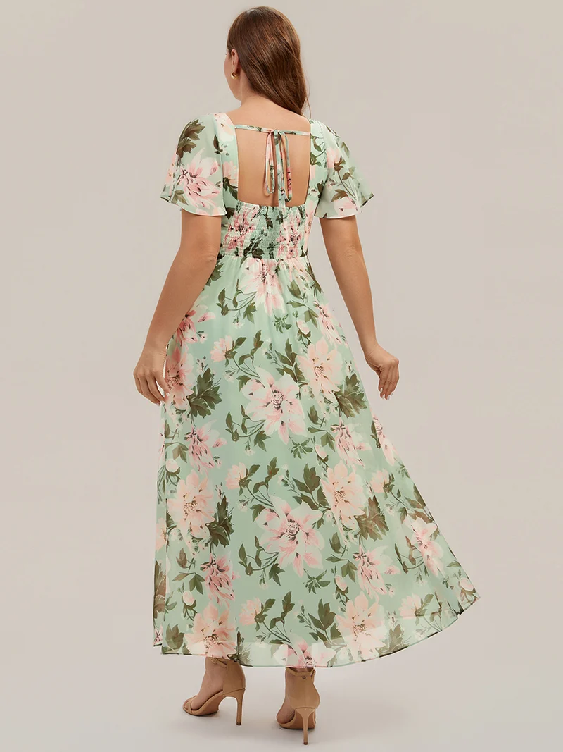 ever AVIEL|Robe Demoiselle d'Honneur Longue Chic en Mousseline Coupe A-Ligne