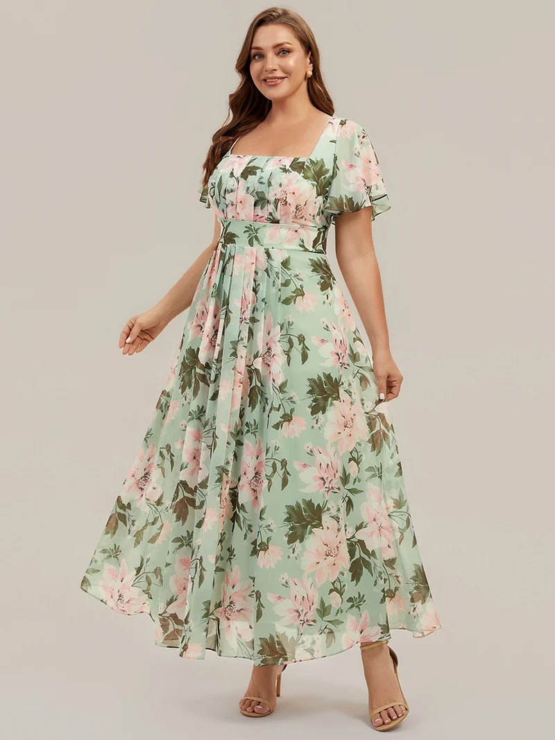 ever AVIEL|Robe Demoiselle d'Honneur Longue Chic en Mousseline Coupe A-Ligne