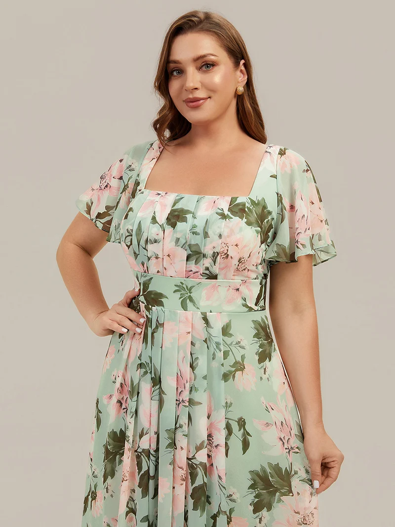 ever AVIEL|Robe Demoiselle d'Honneur Longue Chic en Mousseline Coupe A-Ligne