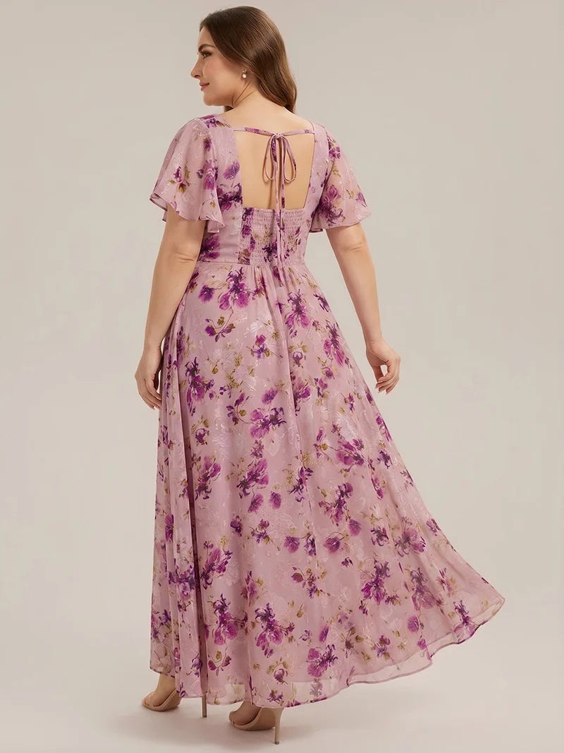 ever AVIEL|Robe Demoiselle d'Honneur Longue Chic en Mousseline Coupe A-Ligne