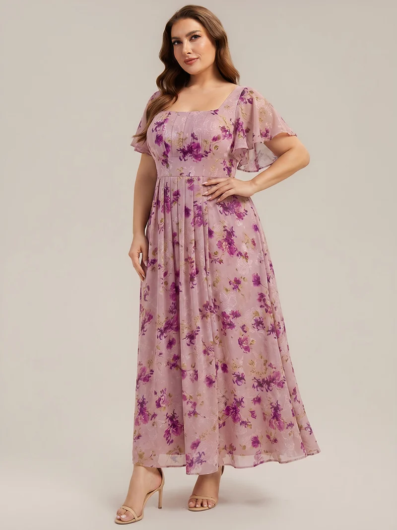 ever AVIEL|Robe Demoiselle d'Honneur Longue Chic en Mousseline Coupe A-Ligne