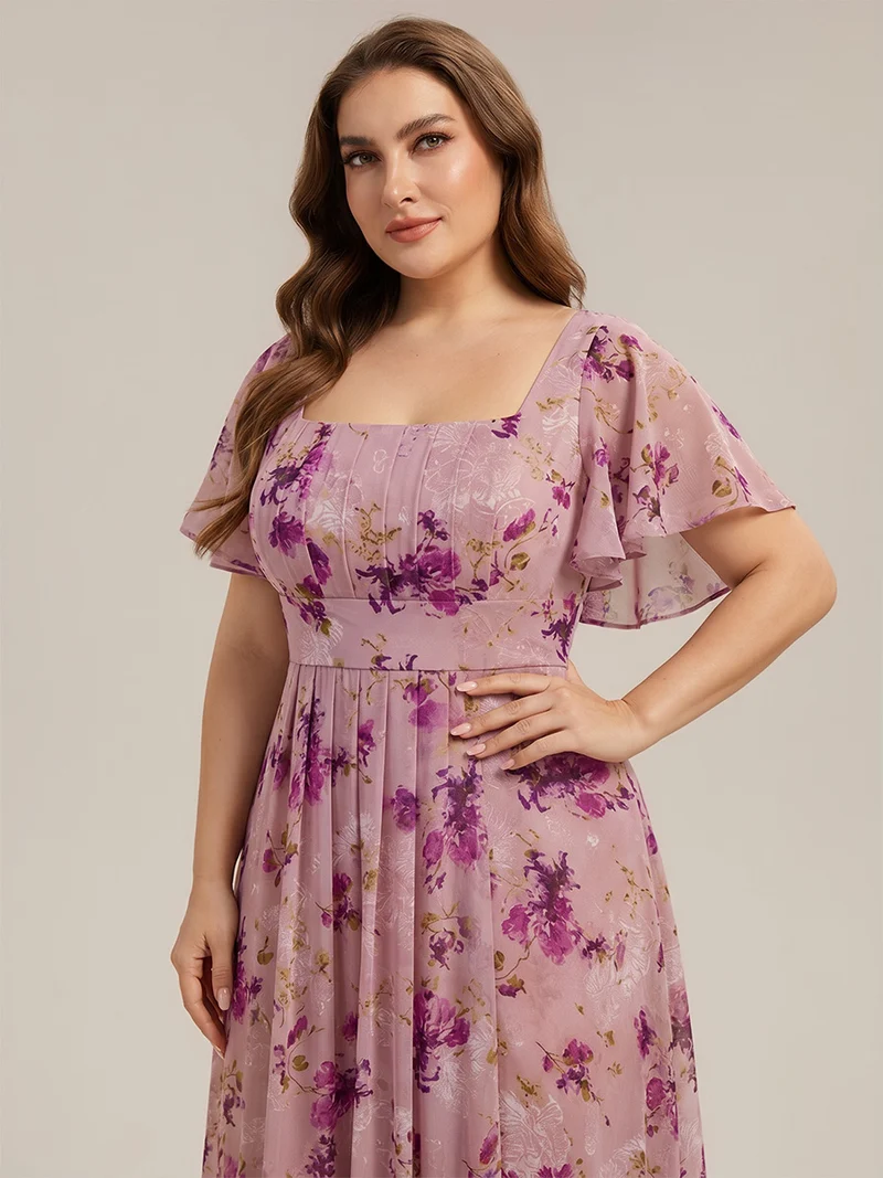 ever AVIEL|Robe Demoiselle d'Honneur Longue Chic en Mousseline Coupe A-Ligne