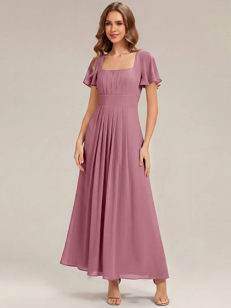 ever AVIEL|Robe Demoiselle d'Honneur Longue Chic en Mousseline Coupe A-Ligne