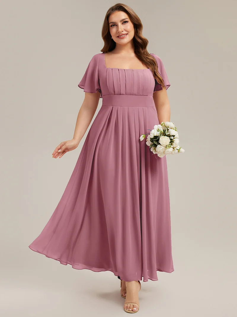 ever AVIEL|Robe Demoiselle d'Honneur Longue Chic en Mousseline Coupe A-Ligne