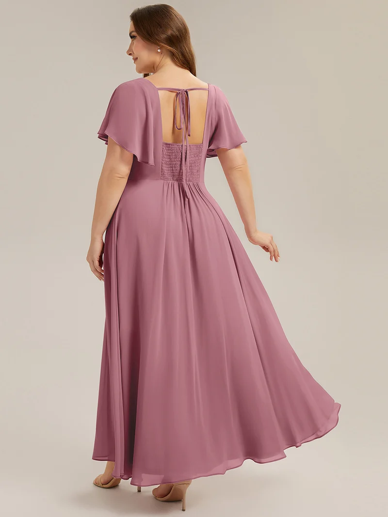 ever AVIEL|Robe Demoiselle d'Honneur Longue Chic en Mousseline Coupe A-Ligne