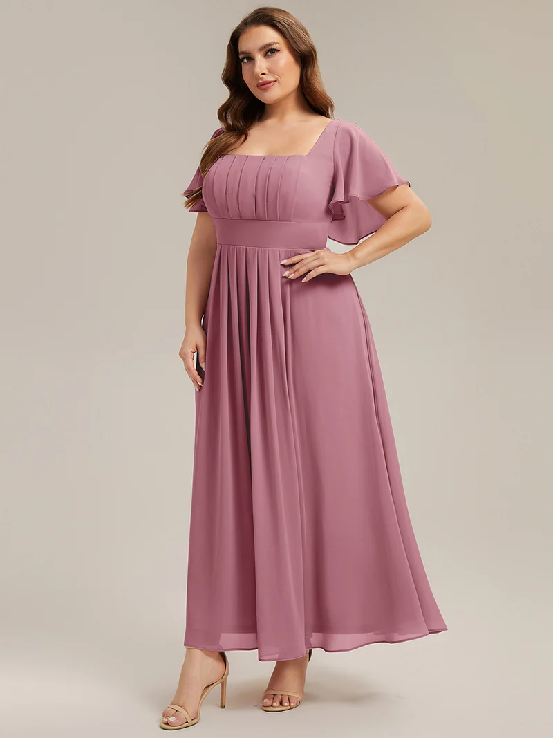 ever AVIEL|Robe Demoiselle d'Honneur Longue Chic en Mousseline Coupe A-Ligne