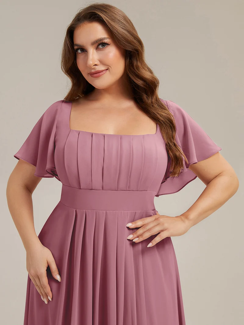 ever AVIEL|Robe Demoiselle d'Honneur Longue Chic en Mousseline Coupe A-Ligne