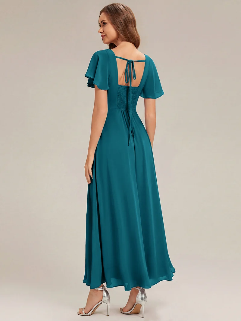 ever AVIEL|Robe Demoiselle d'Honneur Longue Chic en Mousseline Coupe A-Ligne