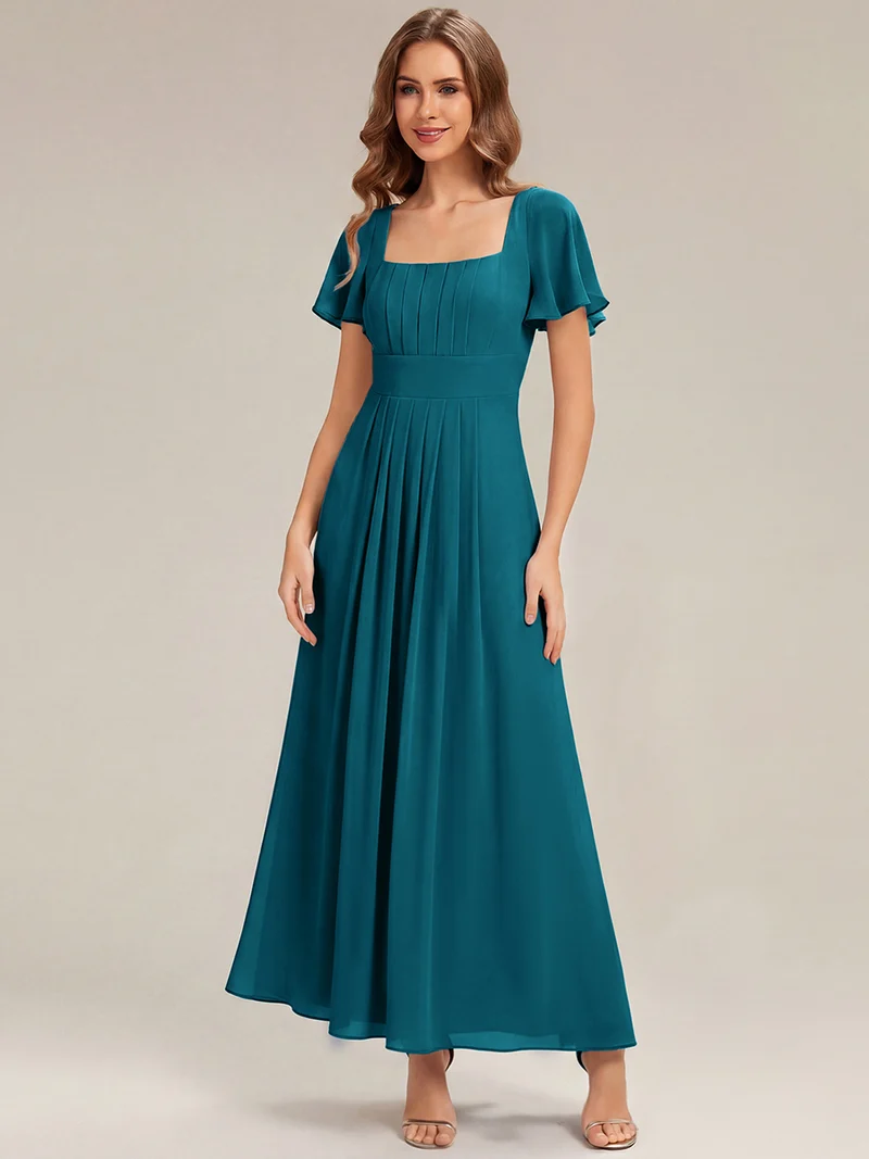 ever AVIEL|Robe Demoiselle d'Honneur Longue Chic en Mousseline Coupe A-Ligne