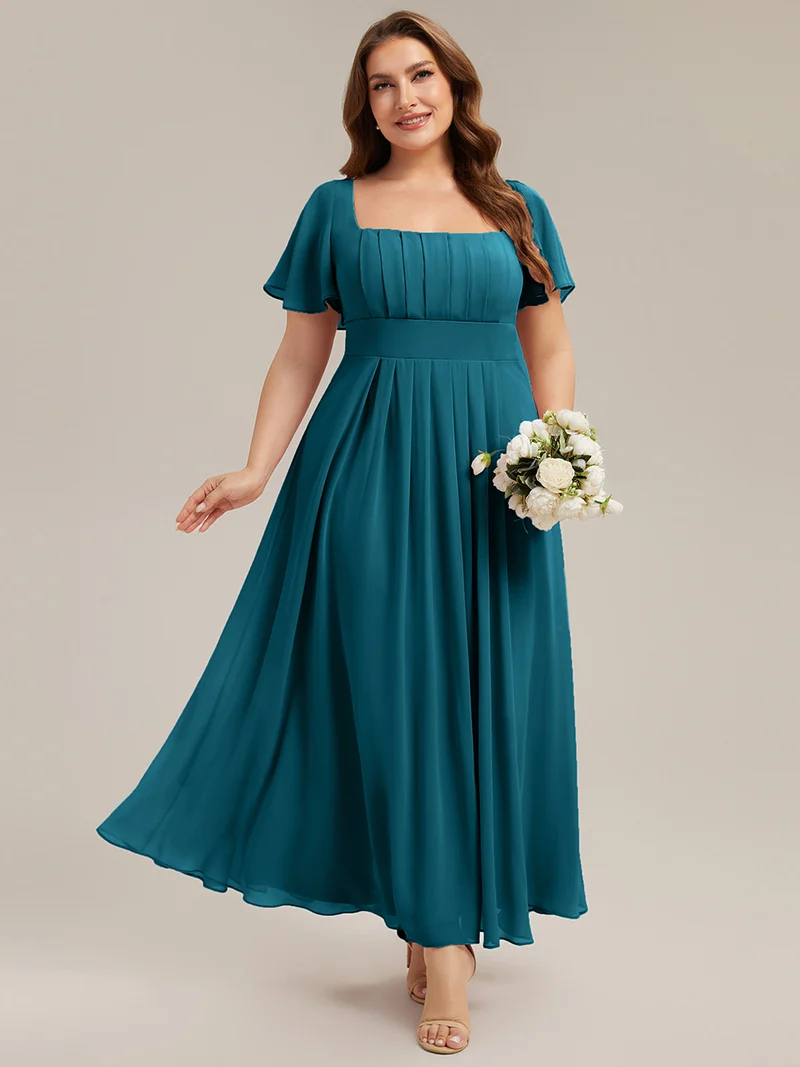 ever AVIEL|Robe Demoiselle d'Honneur Longue Chic en Mousseline Coupe A-Ligne