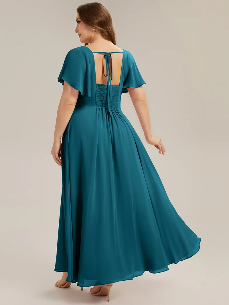 ever AVIEL|Robe Demoiselle d'Honneur Longue Chic en Mousseline Coupe A-Ligne