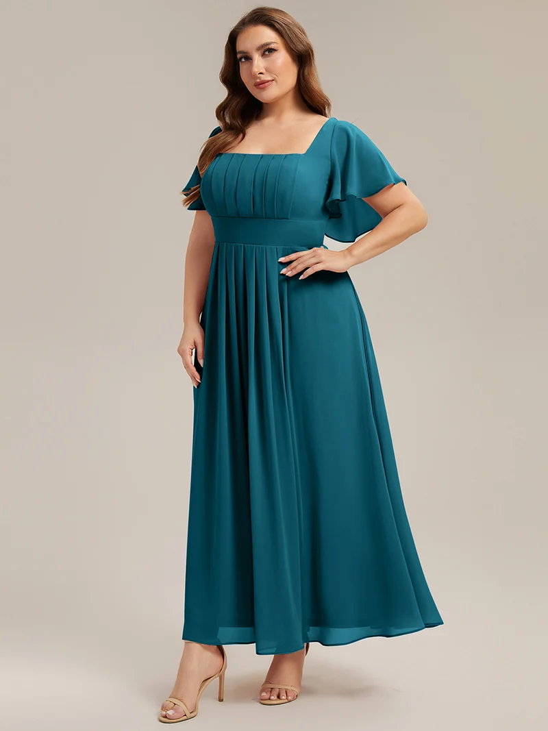 ever AVIEL|Robe Demoiselle d'Honneur Longue Chic en Mousseline Coupe A-Ligne