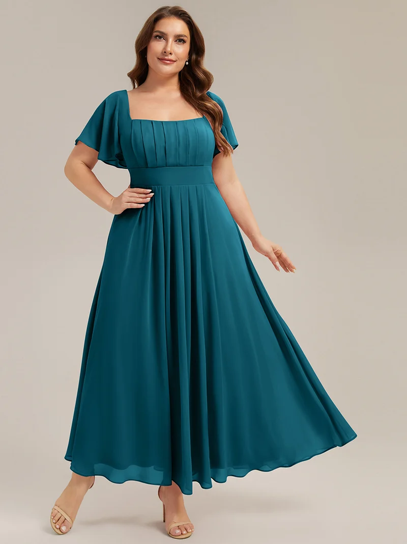 ever AVIEL|Robe Demoiselle d'Honneur Longue Chic en Mousseline Coupe A-Ligne