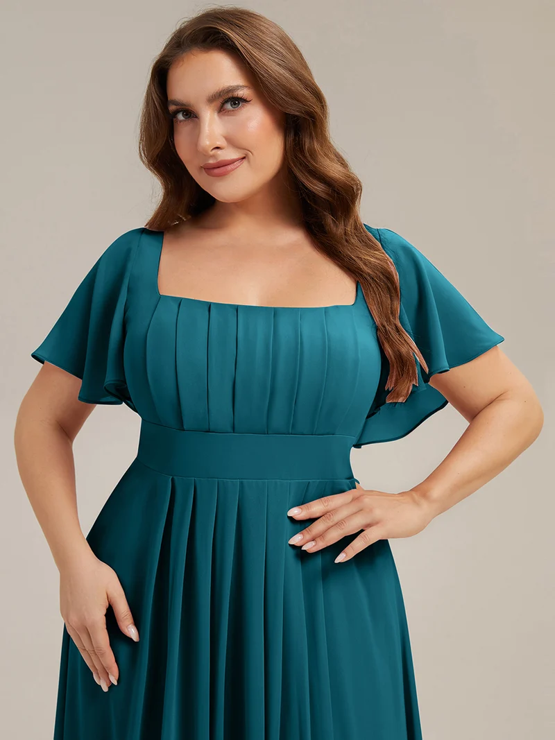ever AVIEL|Robe Demoiselle d'Honneur Longue Chic en Mousseline Coupe A-Ligne