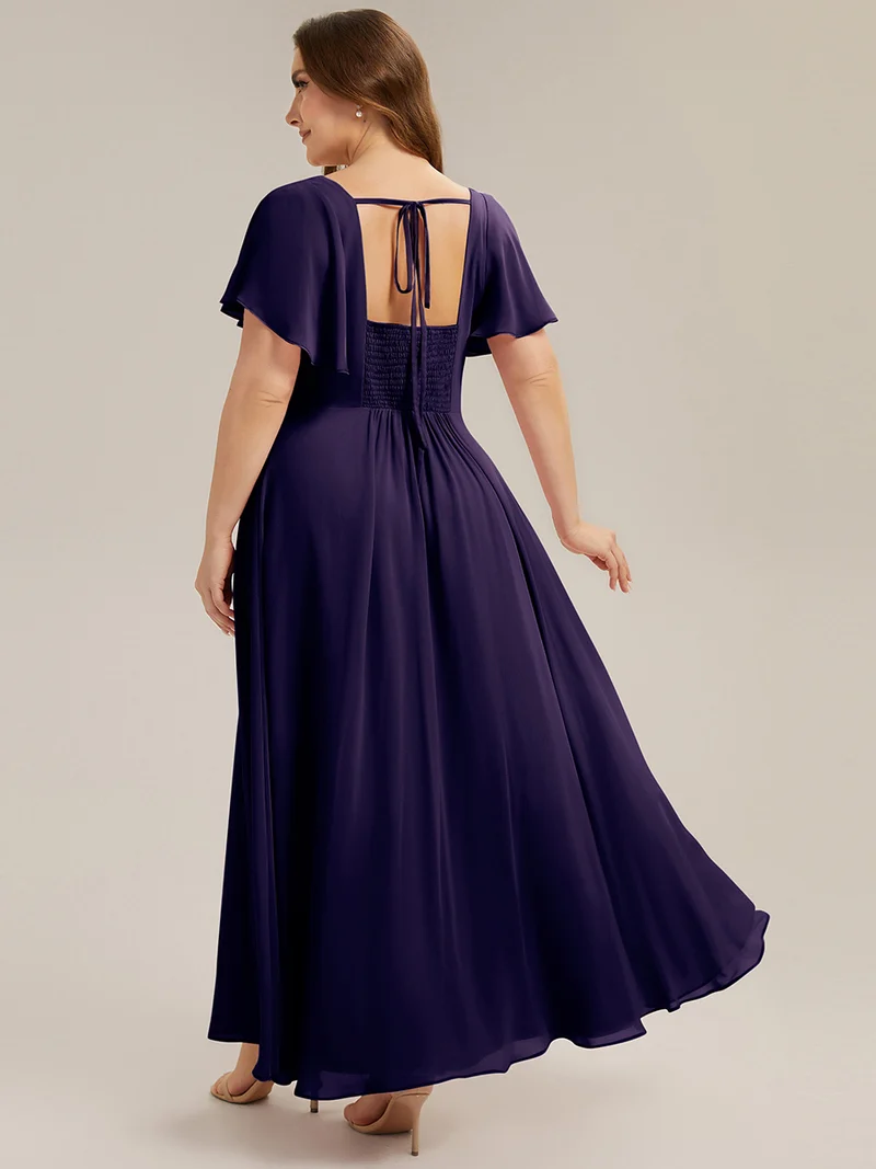 ever AVIEL|Robe Demoiselle d'Honneur Longue Chic en Mousseline Coupe A-Ligne