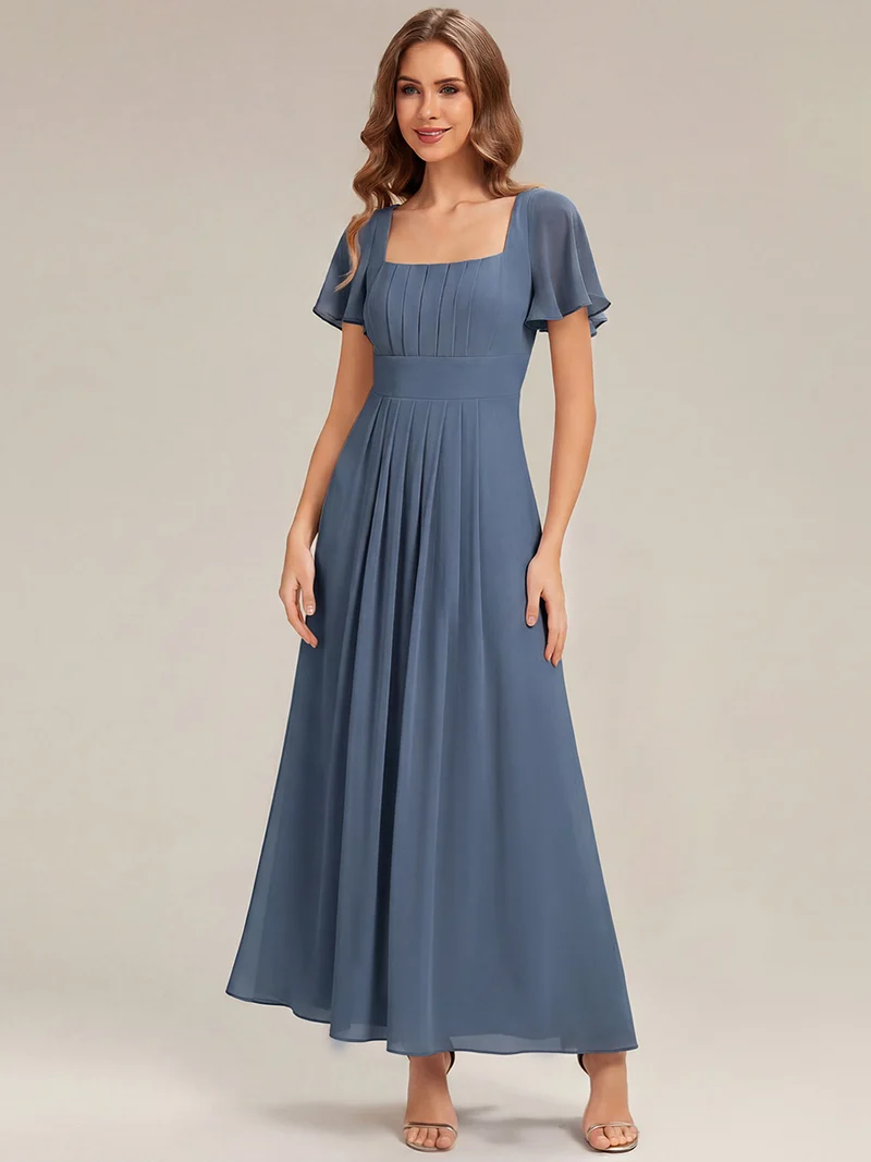 ever AVIEL|Robe Demoiselle d'Honneur Longue Chic en Mousseline Coupe A-Ligne