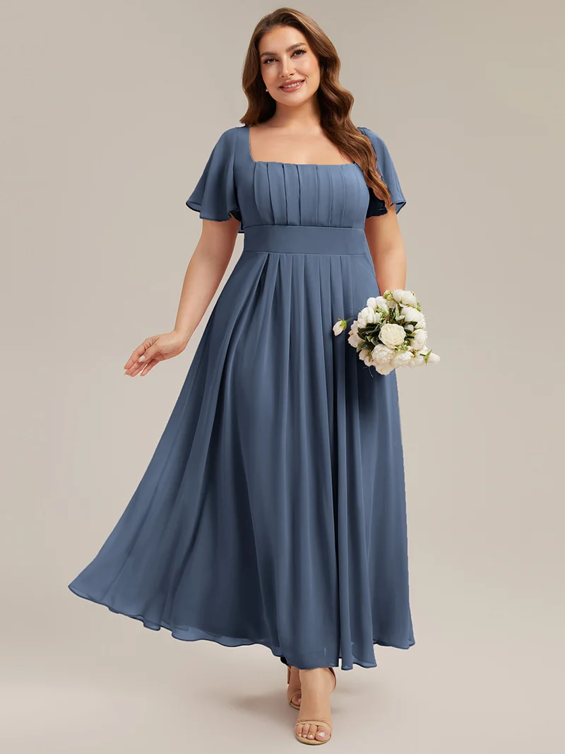 ever AVIEL|Robe Demoiselle d'Honneur Longue Chic en Mousseline Coupe A-Ligne