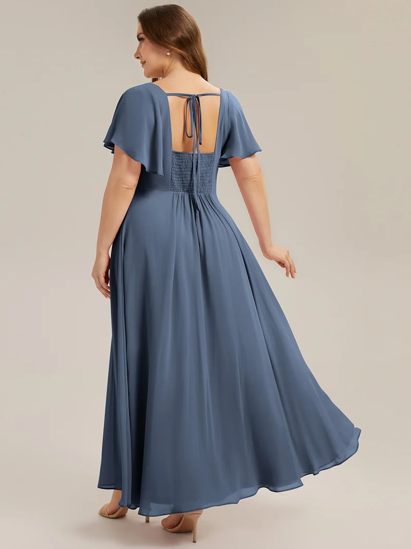 ever AVIEL|Robe Demoiselle d'Honneur Longue Chic en Mousseline Coupe A-Ligne