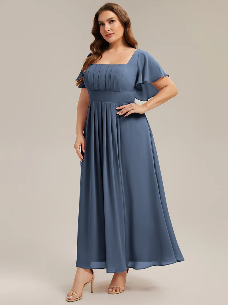ever AVIEL|Robe Demoiselle d'Honneur Longue Chic en Mousseline Coupe A-Ligne