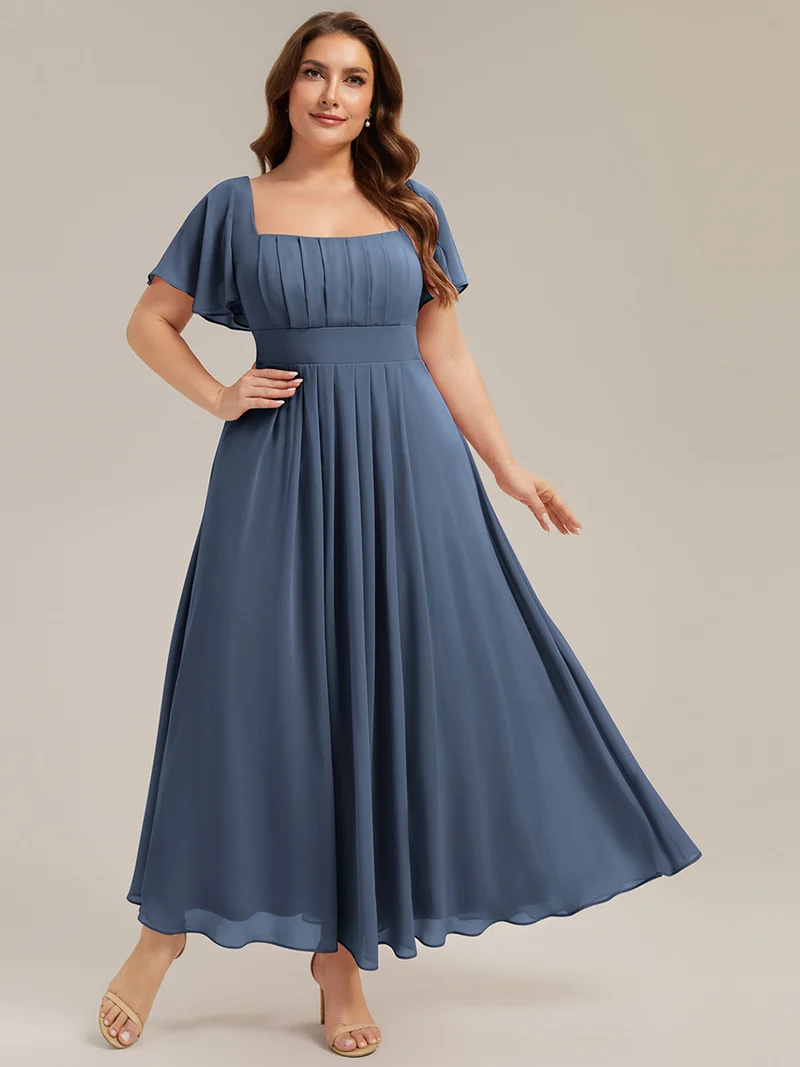 ever AVIEL|Robe Demoiselle d'Honneur Longue Chic en Mousseline Coupe A-Ligne