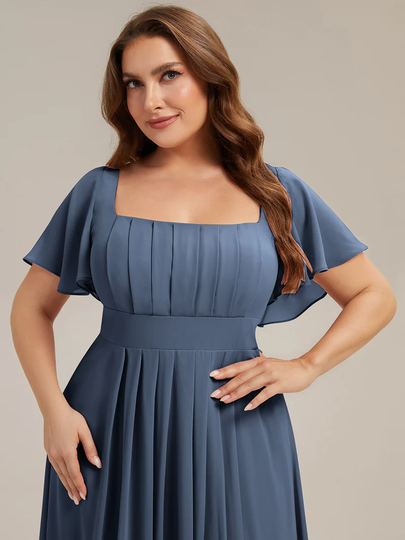 ever AVIEL|Robe Demoiselle d'Honneur Longue Chic en Mousseline Coupe A-Ligne