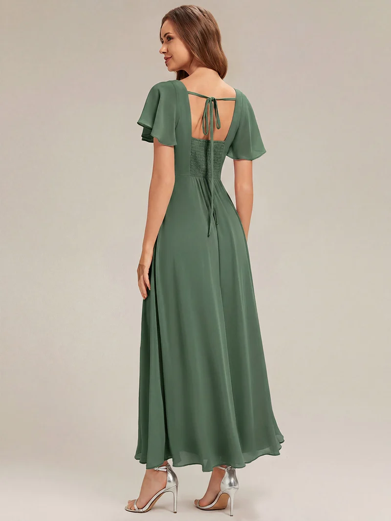 ever AVIEL|Robe Demoiselle d'Honneur Longue Chic en Mousseline Coupe A-Ligne