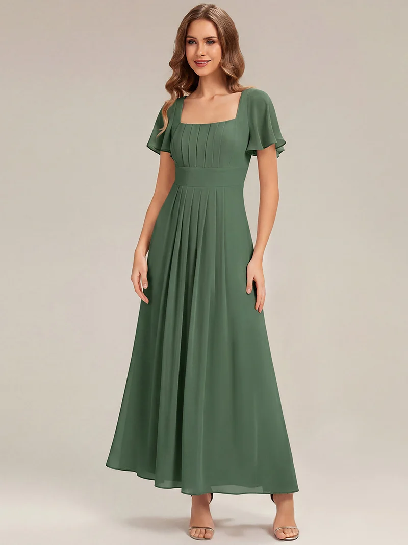 ever AVIEL|Robe Demoiselle d'Honneur Longue Chic en Mousseline Coupe A-Ligne