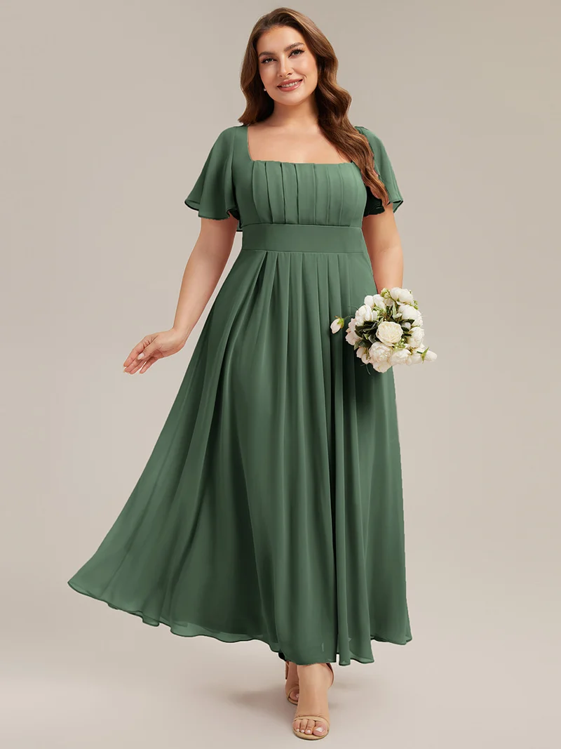 ever AVIEL|Robe Demoiselle d'Honneur Longue Chic en Mousseline Coupe A-Ligne