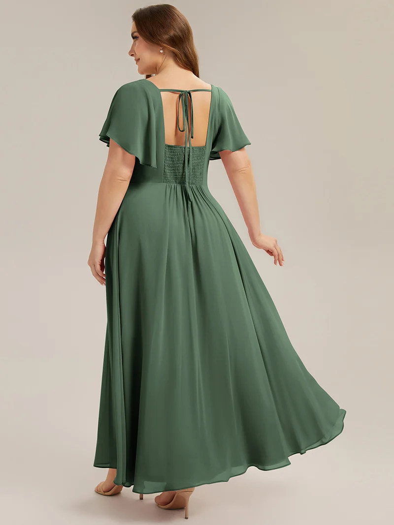 ever AVIEL|Robe Demoiselle d'Honneur Longue Chic en Mousseline Coupe A-Ligne