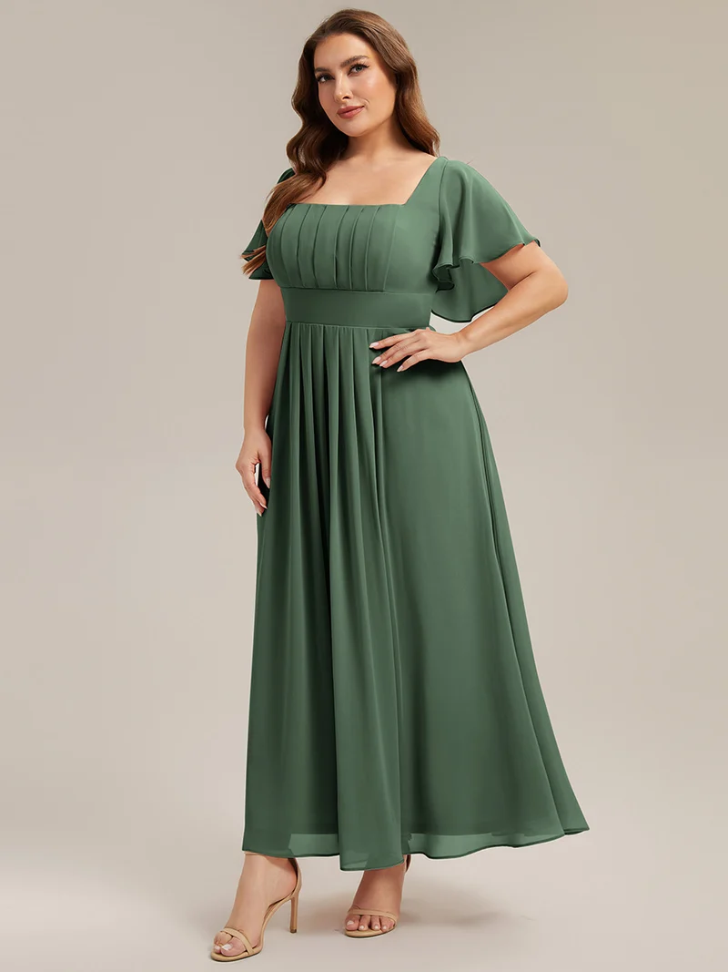 ever AVIEL|Robe Demoiselle d'Honneur Longue Chic en Mousseline Coupe A-Ligne