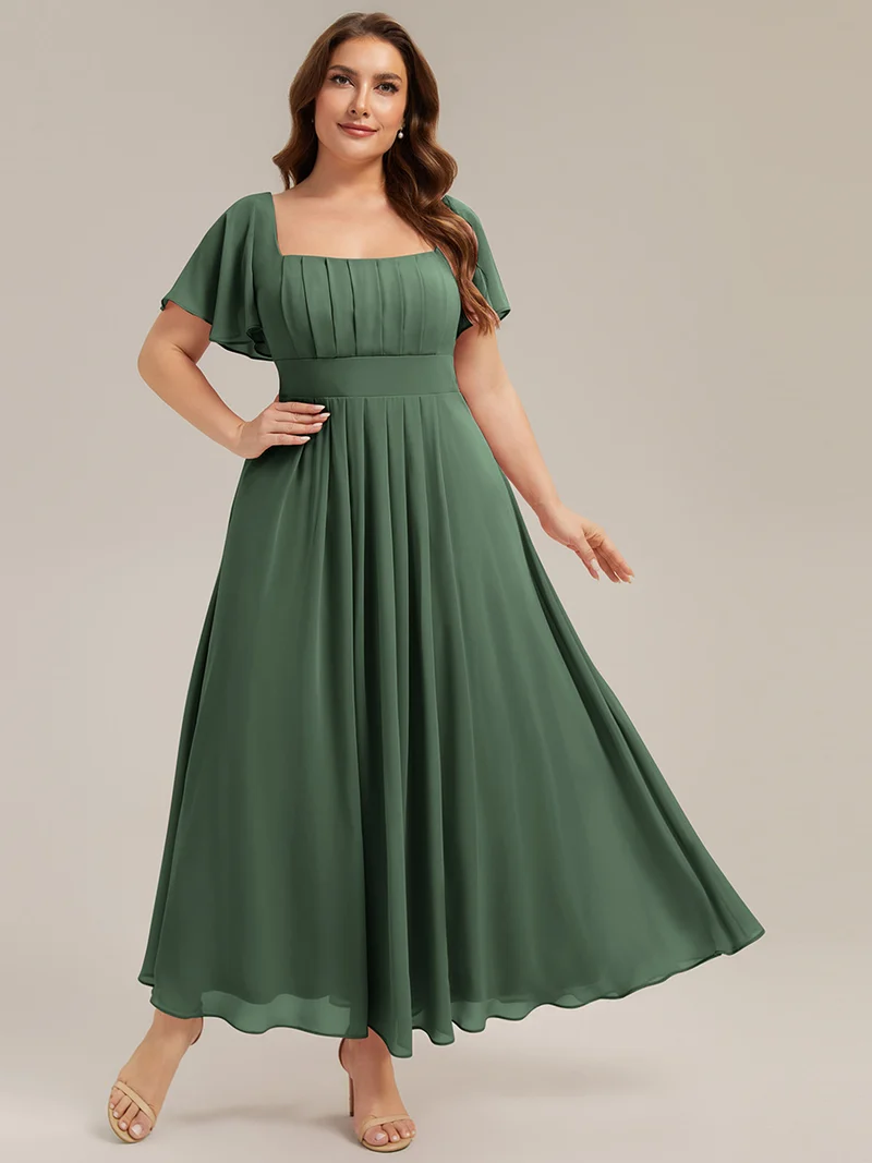 ever AVIEL|Robe Demoiselle d'Honneur Longue Chic en Mousseline Coupe A-Ligne